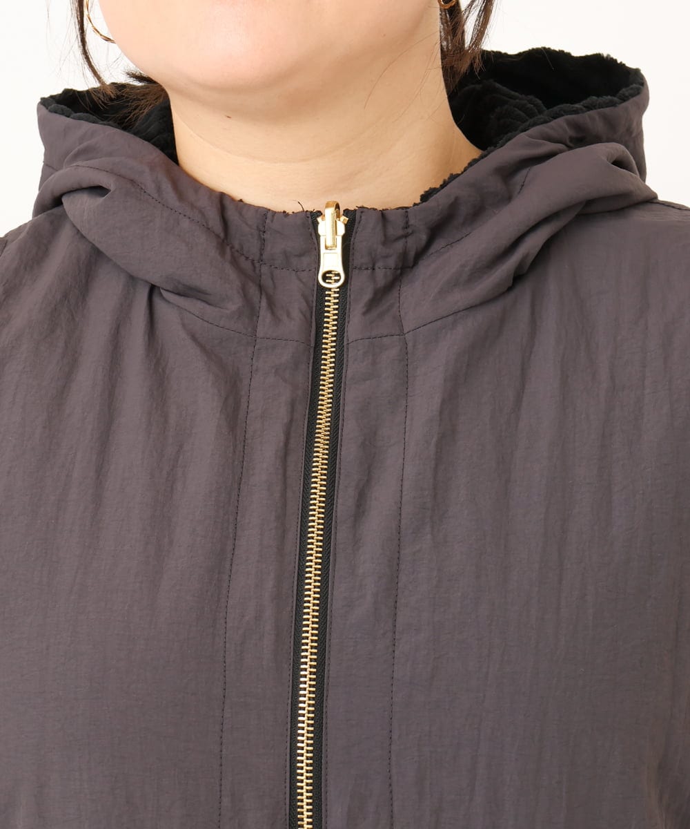OLJKD01139 eur3(エウルキューブ) 【WEB先行販売】【大きいサイズ】リバーシブルベスト ブラック