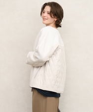 OLJKD02149 eur3(エウルキューブ) 【大きいサイズ】ノーカラーキルトコンビジャケット グレージュ