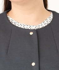 OLJKD02149 eur3(エウルキューブ) 【大きいサイズ】ノーカラーキルトコンビジャケット ダークグレー