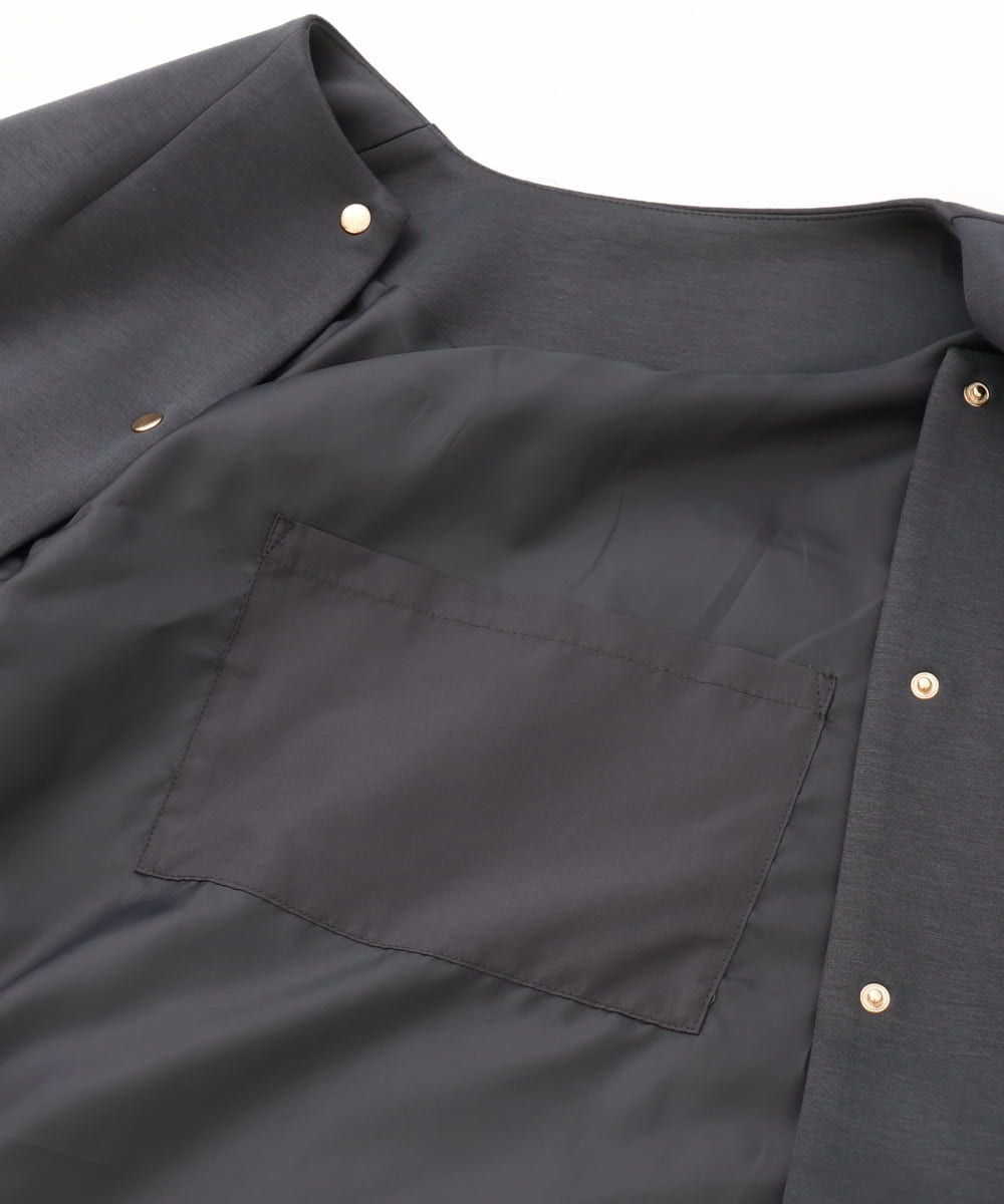 OLJKD02149 eur3(エウルキューブ) 【大きいサイズ】ノーカラーキルトコンビジャケット ダークグレー
