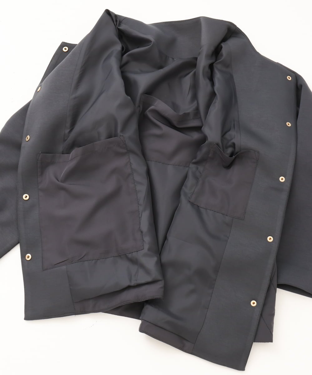OLJKD02149 eur3(エウルキューブ) 【大きいサイズ】ノーカラーキルトコンビジャケット ダークグレー