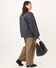 OLJKD02149 eur3(エウルキューブ) 【大きいサイズ】ノーカラーキルトコンビジャケット ダークグレー