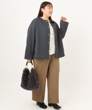 OLJKD02149 eur3(エウルキューブ) 【大きいサイズ】ノーカラーキルトコンビジャケット ダークグレー