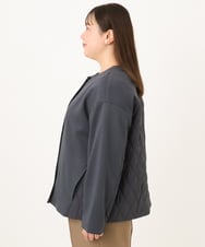 OLJKD02149 eur3(エウルキューブ) 【大きいサイズ】ノーカラーキルトコンビジャケット ダークグレー