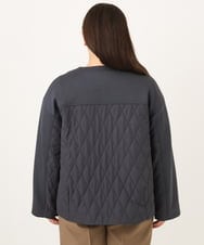 OLJKD02149 eur3(エウルキューブ) 【大きいサイズ】ノーカラーキルトコンビジャケット ダークグレー