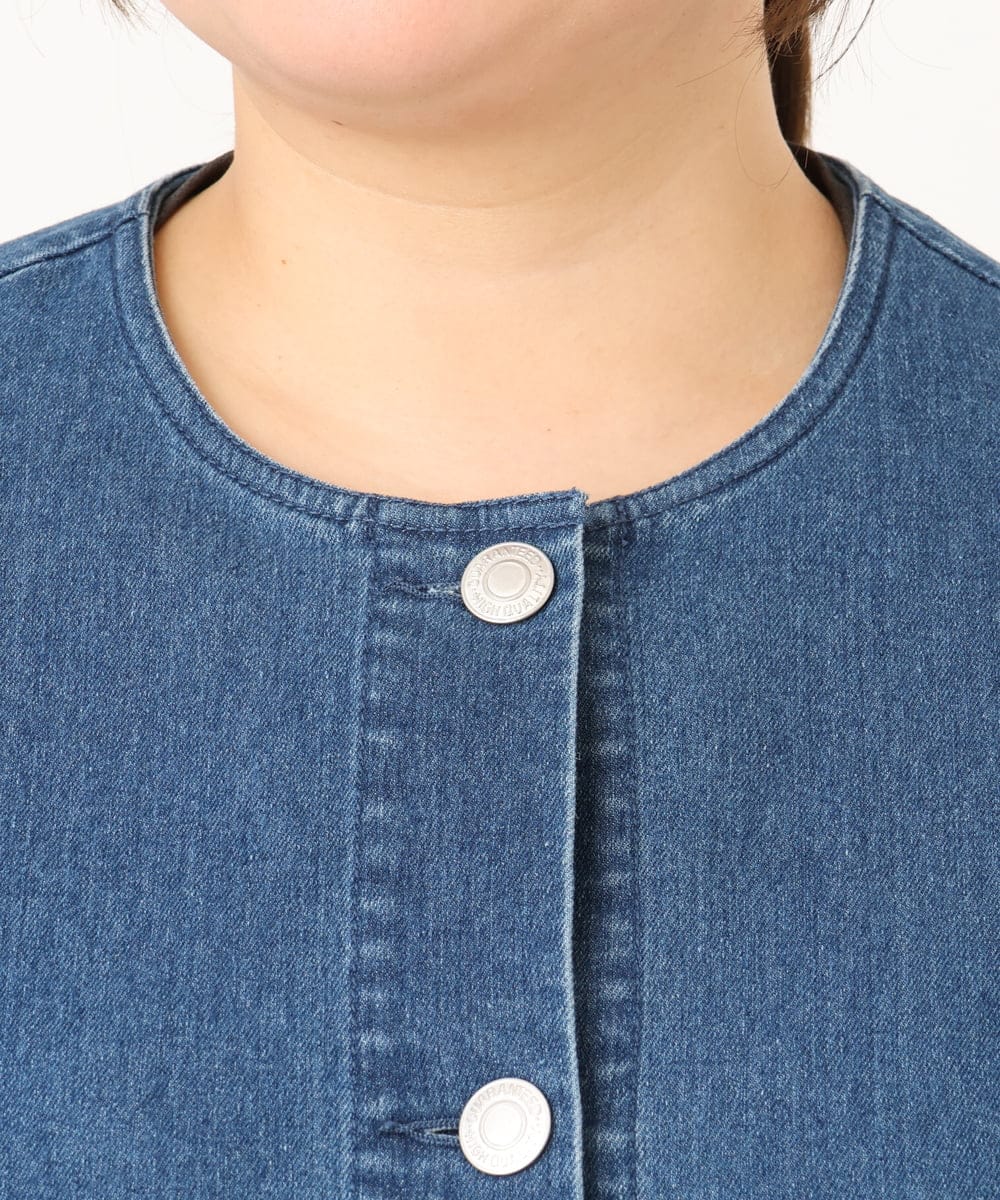 OLJKD06189 eur3(エウルキューブ) 【WEB先行販売】【大きいサイズ】デニムブルゾン ブルー