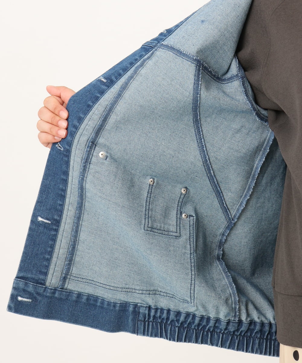 OLJKD06189 eur3(エウルキューブ) 【WEB先行販売】【大きいサイズ】デニムブルゾン ブルー