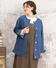 OLJKD06189 eur3(エウルキューブ) 【WEB先行販売】【大きいサイズ】デニムブルゾン ブルー