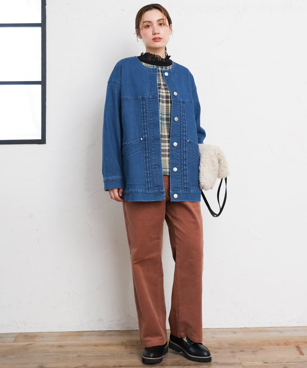 OLJKD06189 eur3(エウルキューブ) 【大きいサイズ】デニムブルゾン ブルー