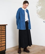 OLJKD06189 eur3(エウルキューブ) 【大きいサイズ】デニムブルゾン ブルー