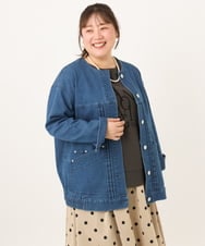 OLJKD06189 eur3(エウルキューブ) 【WEB先行販売】【大きいサイズ】デニムブルゾン ブルー