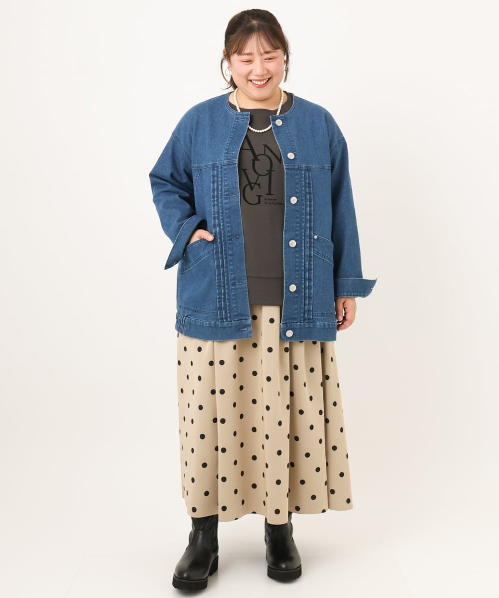 OLJKD06189 eur3(エウルキューブ) 【WEB先行販売】【大きいサイズ】デニムブルゾン ブルー