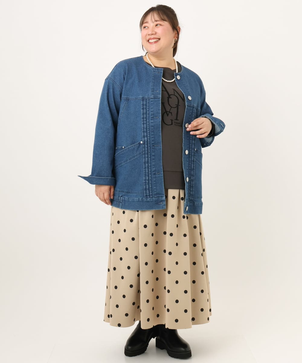 OLJKD06189 eur3(エウルキューブ) 【WEB先行販売】【大きいサイズ】デニムブルゾン ブルー