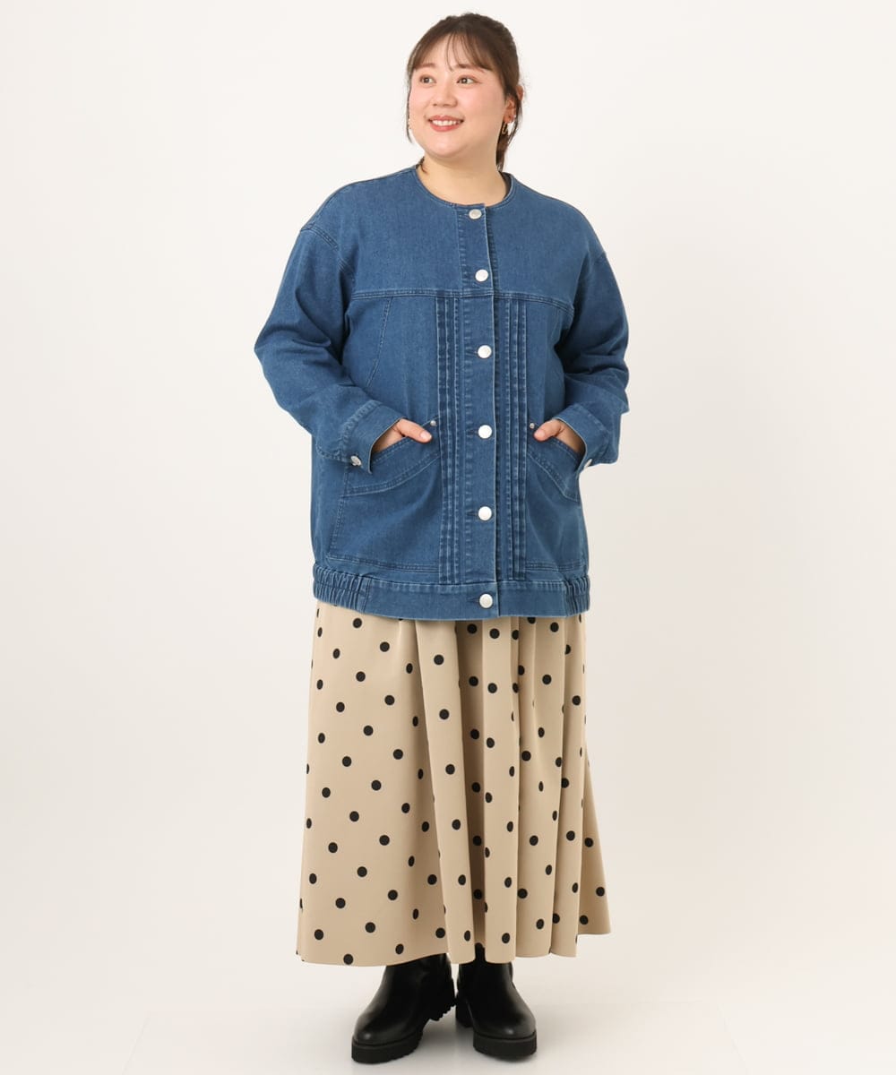 OLJKD06189 eur3(エウルキューブ) 【WEB先行販売】【大きいサイズ】デニムブルゾン ブルー