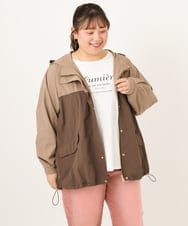 OLJKD07189 eur3(エウルキューブ) 【WEB先行販売】【大きいサイズ】バイカラーマウンテンパーカー モカ