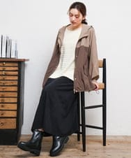 OLJKD07189 eur3(エウルキューブ) 【大きいサイズ/洗える】バイカラーマウンテンパーカー モカ