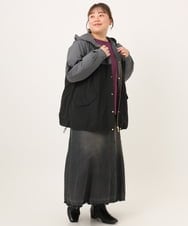 OLJKD07189 eur3(エウルキューブ) 【WEB先行販売】【大きいサイズ】バイカラーマウンテンパーカー ブラック
