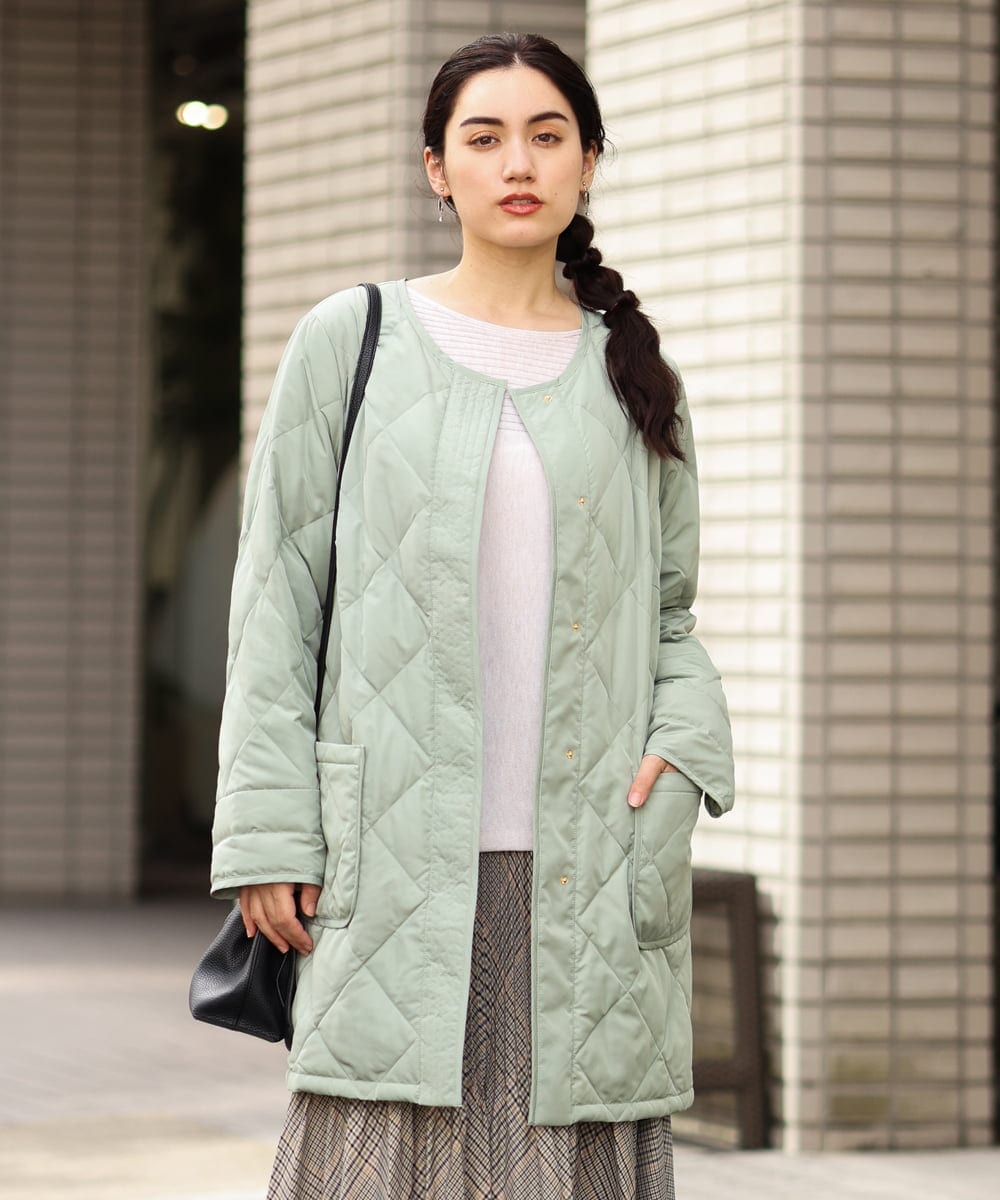 OLJKP03160 eur3(エウルキューブ) 【大きいサイズ】ライトダウンロングコート ライトグリーン(30)