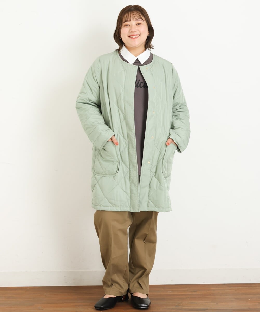 OLJKP03160 eur3(エウルキューブ) 【大きいサイズ】ライトダウンロングコート ライトグリーン(30)