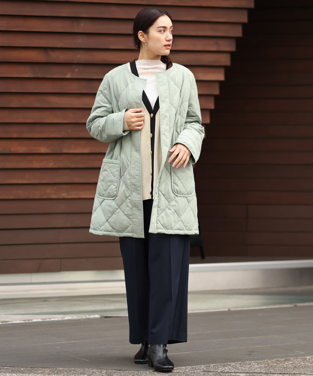 OLJKP03160 eur3(エウルキューブ) 【大きいサイズ】ライトダウンロングコート ライトグリーン(30)