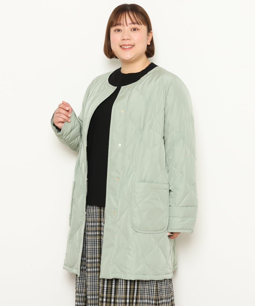 OLJKP03160 eur3(エウルキューブ) 【大きいサイズ】ライトダウンロングコート ライトグリーン(30)