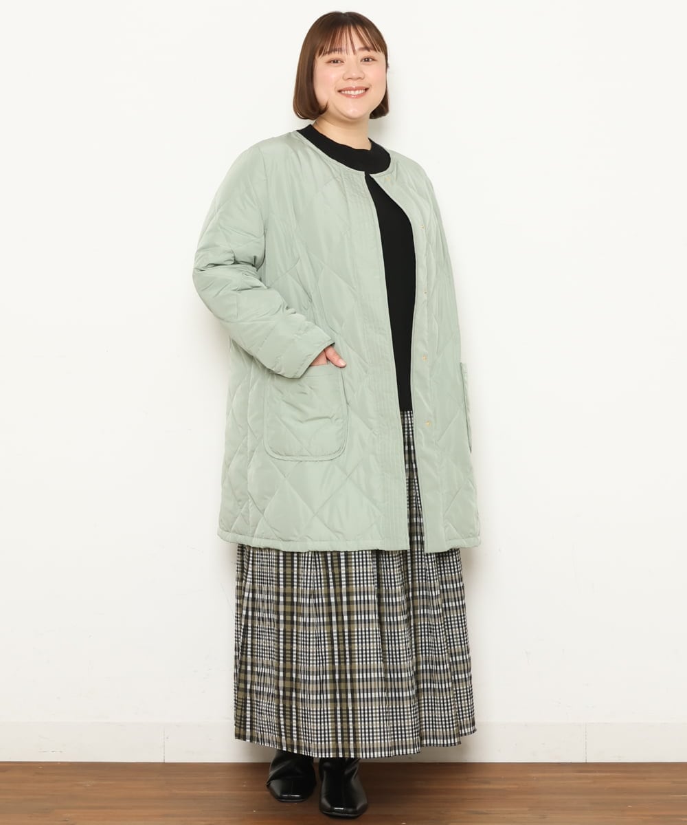 OLJKP03160 eur3(エウルキューブ) 【大きいサイズ】ライトダウンロングコート ライトグリーン(30)