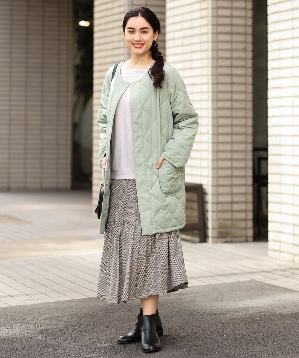 OLJKP03160 eur3(エウルキューブ) 【大きいサイズ】ライトダウンロングコート ライトグリーン(30)