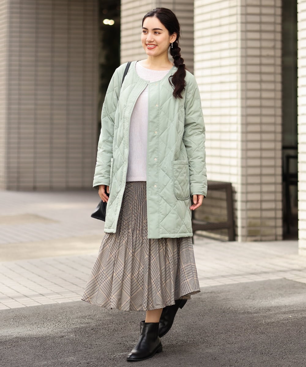 OLJKP03160 eur3(エウルキューブ) 【大きいサイズ】ライトダウンロングコート ライトグリーン(30)