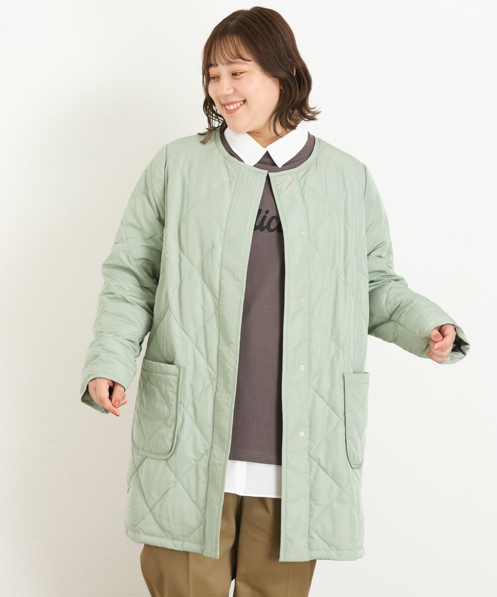 OLJKP03160 eur3(エウルキューブ) 【大きいサイズ】ライトダウンロングコート ライトグリーン(30)