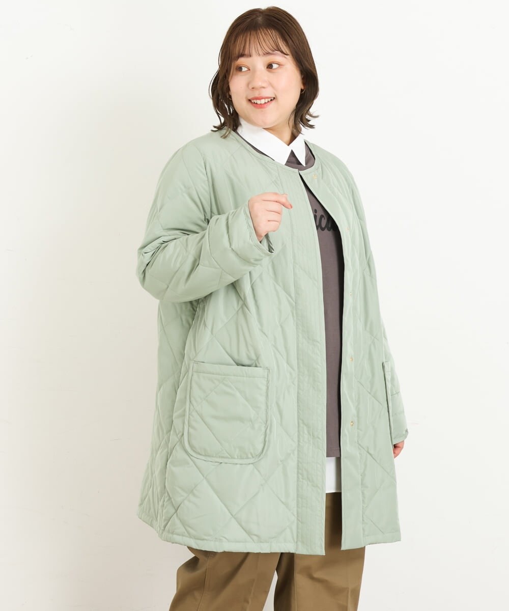OLJKP03160 eur3(エウルキューブ) 【大きいサイズ】ライトダウンロングコート ライトグリーン(30)