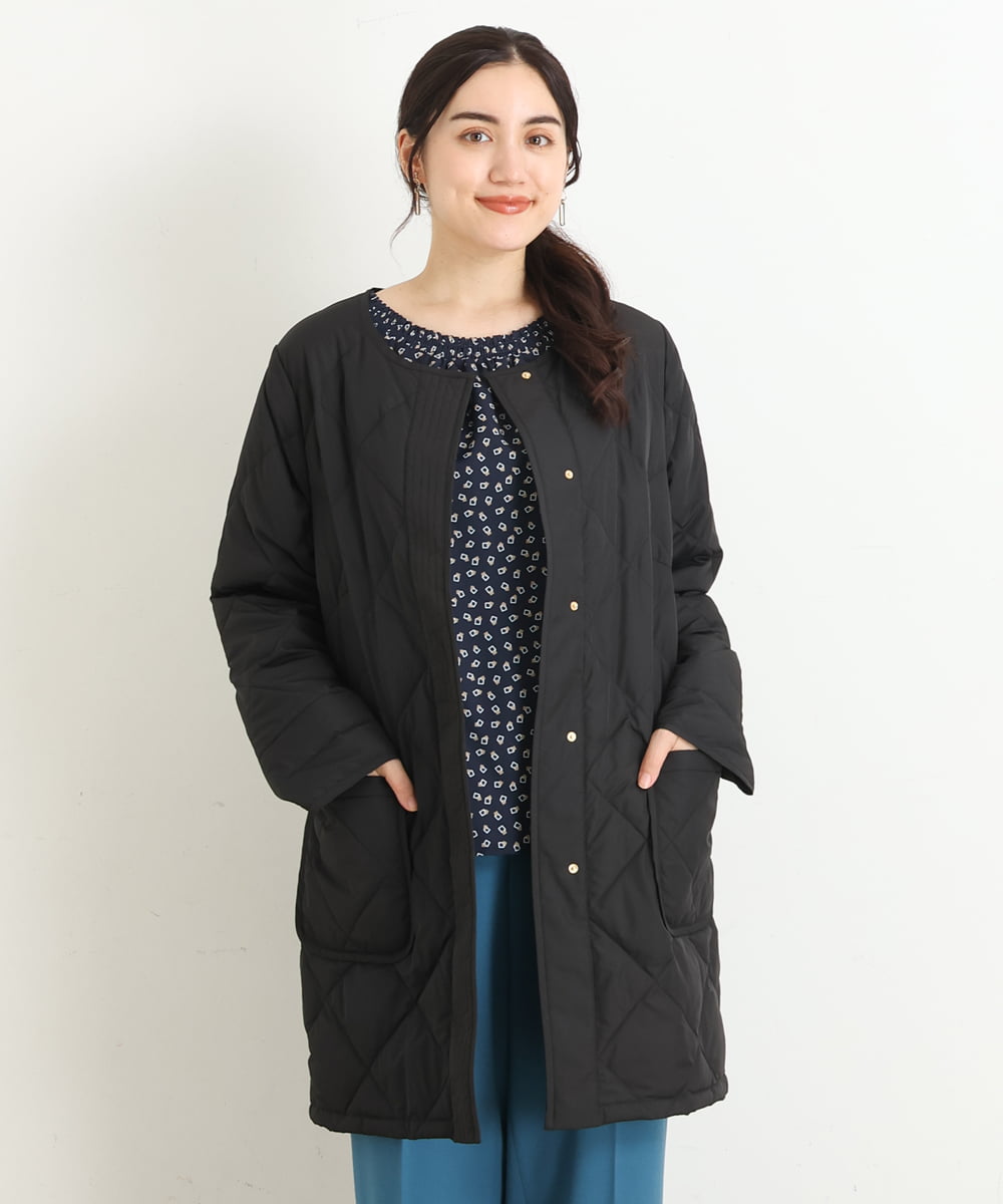 OLJKP03160 eur3(エウルキューブ) 【大きいサイズ】ライトダウンロングコート ブラック(94)