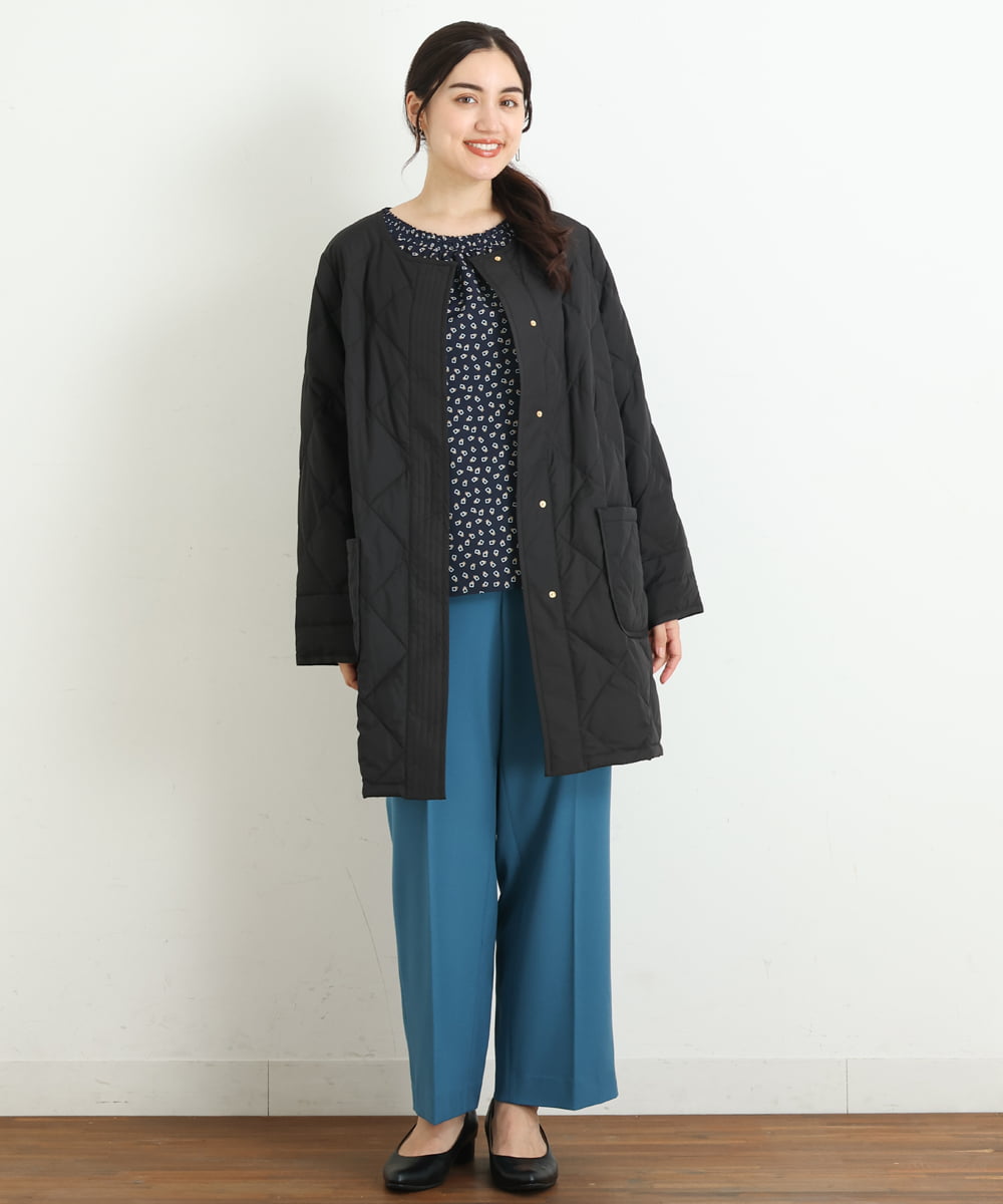 OLJKP03160 eur3(エウルキューブ) 【大きいサイズ】ライトダウンロングコート ブラック(94)