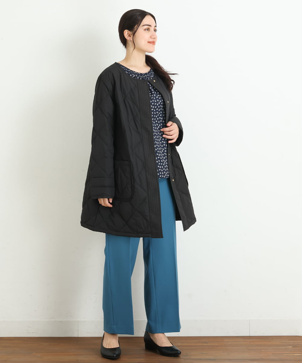 OLJKP03160 eur3(エウルキューブ) 【大きいサイズ】ライトダウンロングコート ブラック(94)