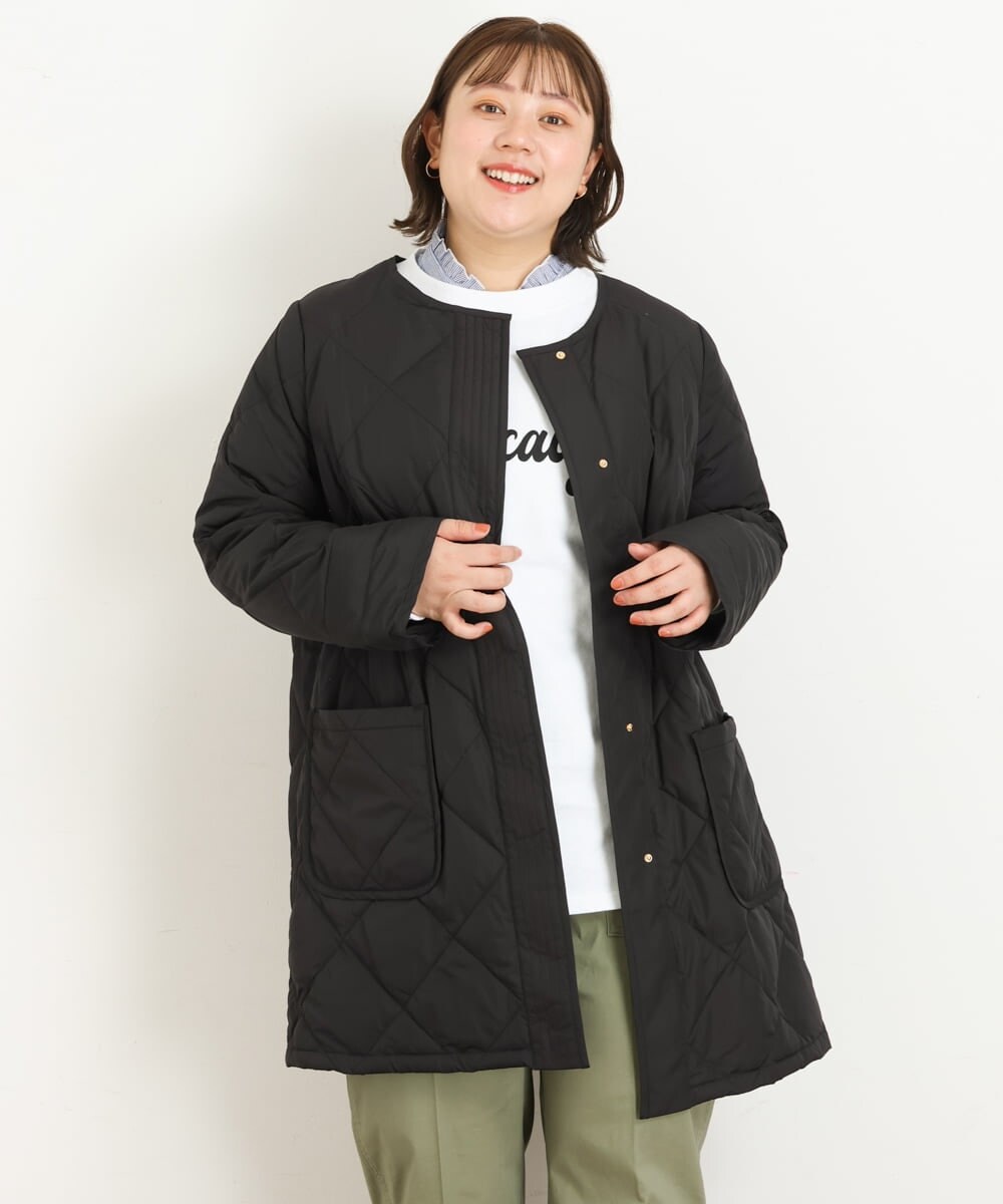 OLJKP03160 eur3(エウルキューブ) 【大きいサイズ】ライトダウンロングコート ブラック(94)