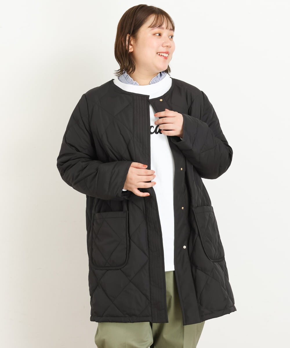 OLJKP03160 eur3(エウルキューブ) 【大きいサイズ】ライトダウンロングコート ブラック(94)