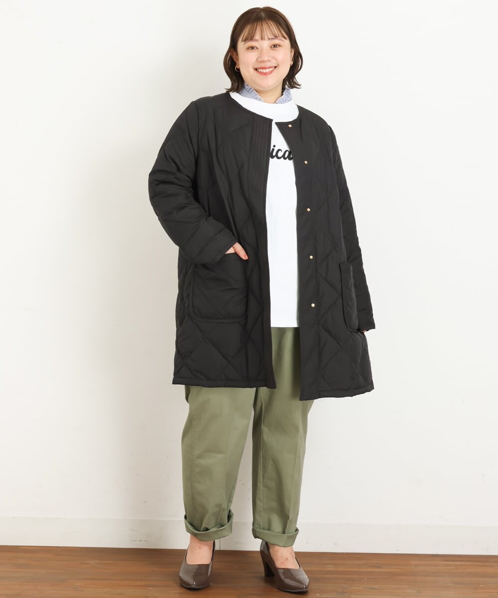 OLJKP03160 eur3(エウルキューブ) 【大きいサイズ】ライトダウンロングコート ブラック(94)