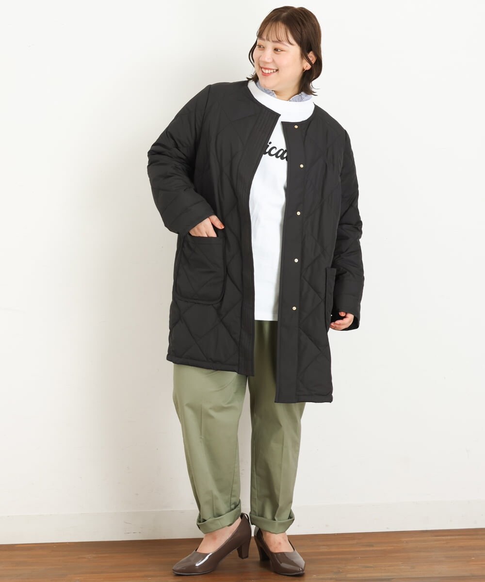 OLJKP03160 eur3(エウルキューブ) 【大きいサイズ】ライトダウンロングコート ブラック(94)