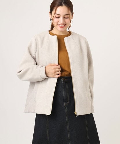 OLJLA07199 eur3 【WEB先行販売】【大きいサイズ】キルティングコンビブルゾン