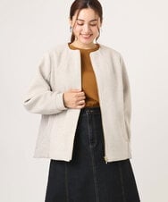 OLJLA07199 eur3(エウルキューブ) 【大きいサイズ】キルティングコンビブルゾン ベージュ(82)