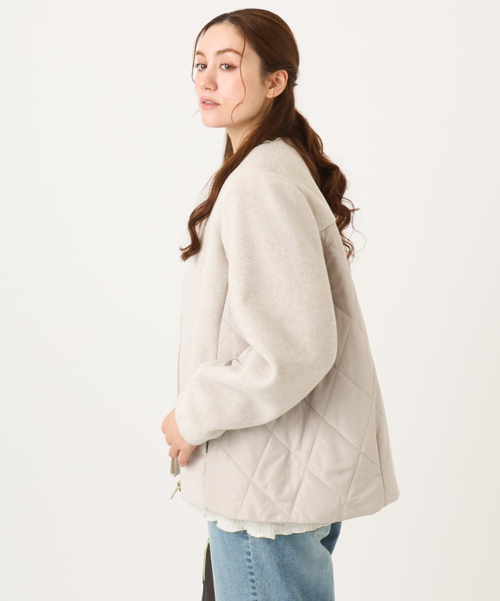 OLJLA07199 eur3(エウルキューブ) 【大きいサイズ】キルティングコンビブルゾン ベージュ(82)