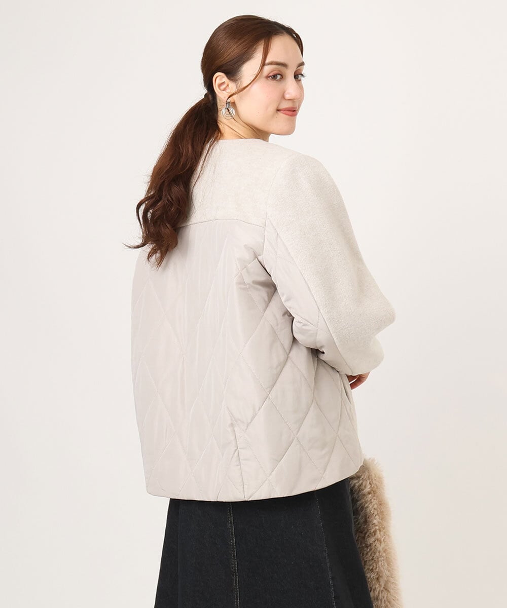 OLJLA07199 eur3(エウルキューブ) 【大きいサイズ】キルティングコンビブルゾン ベージュ(82)