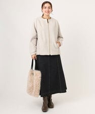 OLJLA07199 eur3(エウルキューブ) 【大きいサイズ】キルティングコンビブルゾン ベージュ(82)