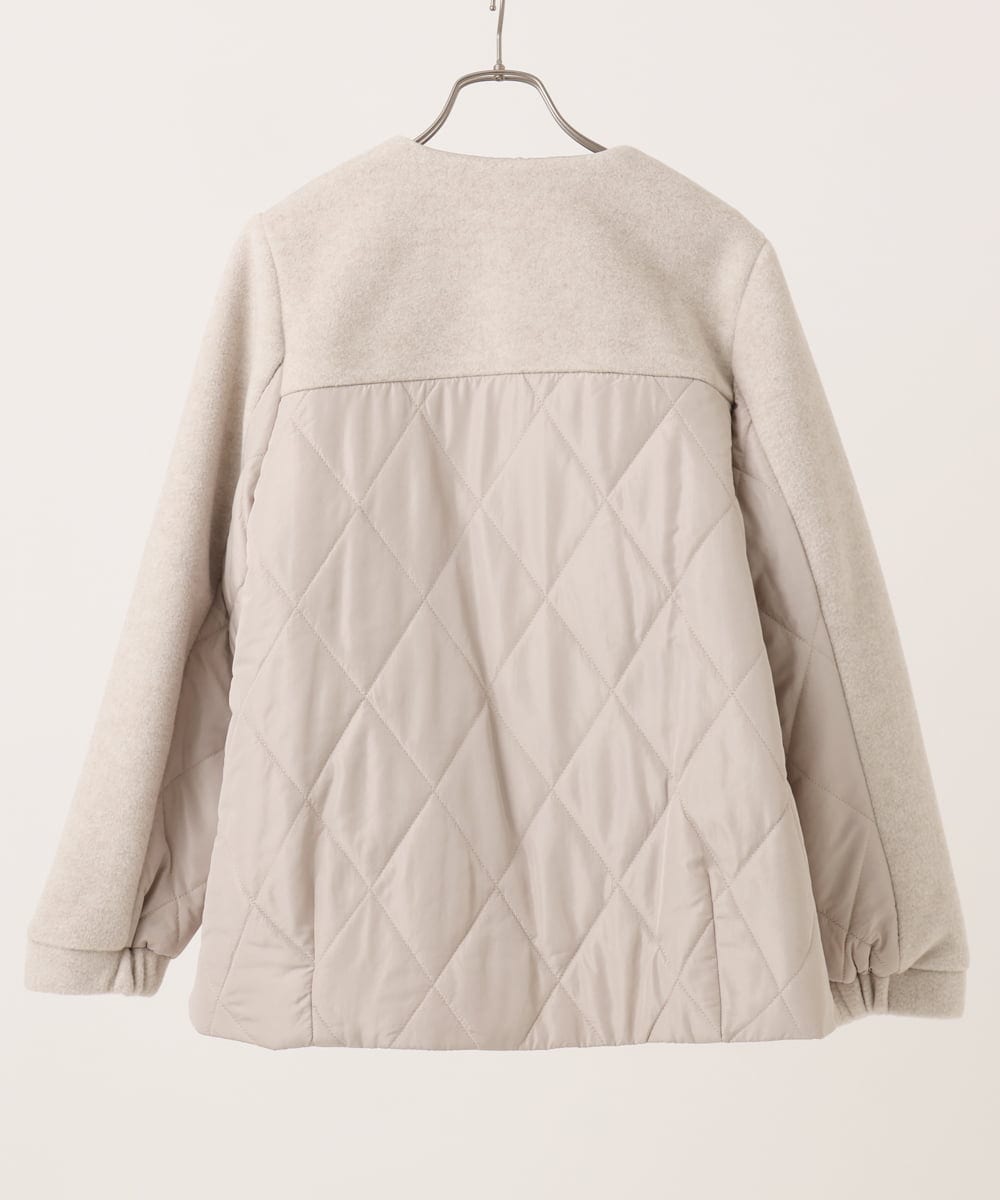 OLJLA07199 eur3(エウルキューブ) 【大きいサイズ】キルティングコンビブルゾン ベージュ(82)