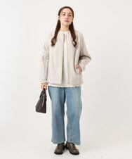 OLJLA07199 eur3(エウルキューブ) 【大きいサイズ】キルティングコンビブルゾン ベージュ(82)