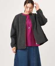 OLJLA07199 eur3(エウルキューブ) 【大きいサイズ】キルティングコンビブルゾン ダークグレー(93)