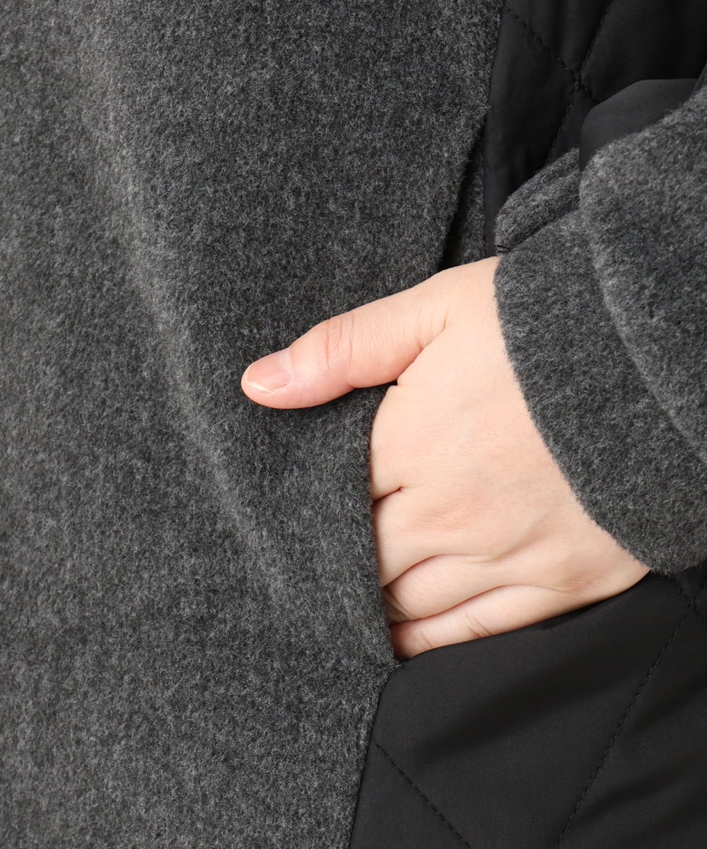 OLJLA07199 eur3(エウルキューブ) 【大きいサイズ】キルティングコンビブルゾン ダークグレー(93)