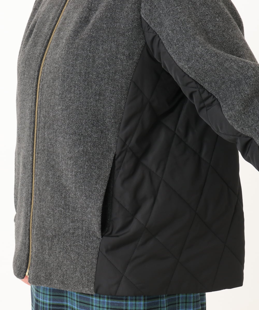 OLJLA07199 eur3(エウルキューブ) 【大きいサイズ】キルティングコンビブルゾン ダークグレー(93)