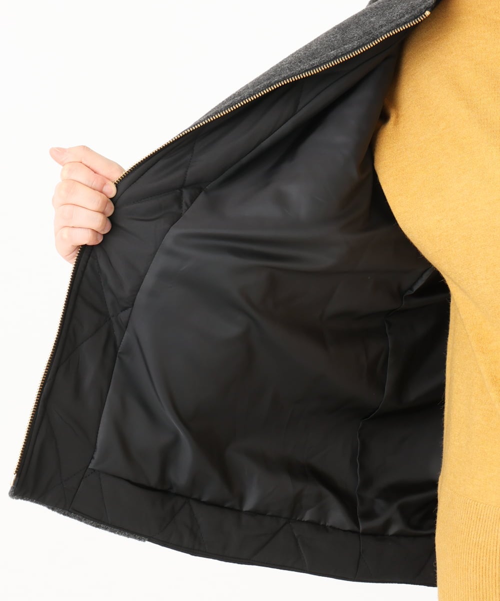 OLJLA07199 eur3(エウルキューブ) 【大きいサイズ】キルティングコンビブルゾン ダークグレー(93)