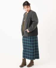 OLJLA07199 eur3(エウルキューブ) 【大きいサイズ】キルティングコンビブルゾン ダークグレー(93)