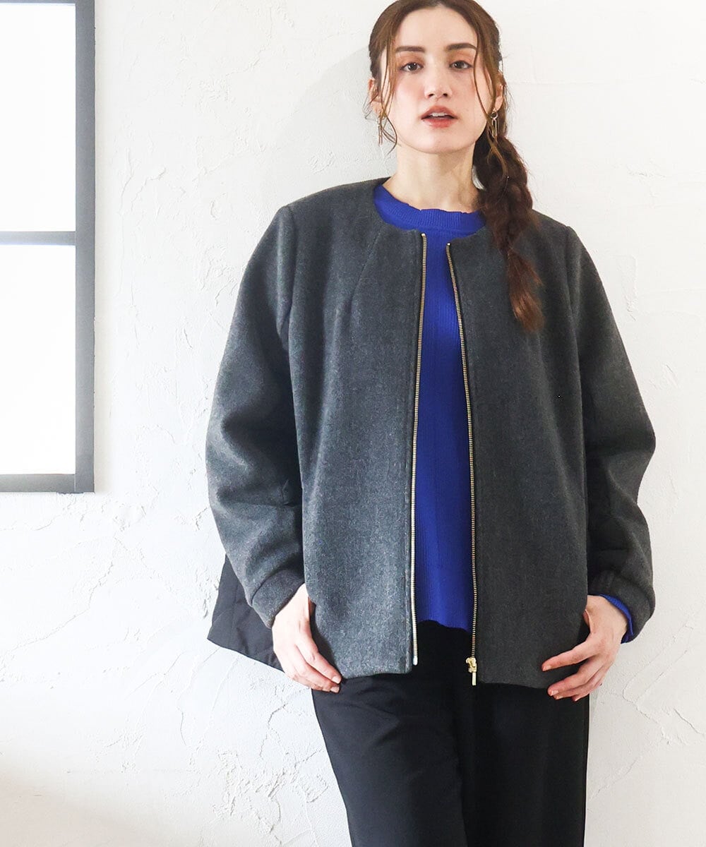 OLJLA07199 eur3 【大きいサイズ】キルティングコンビブルゾン